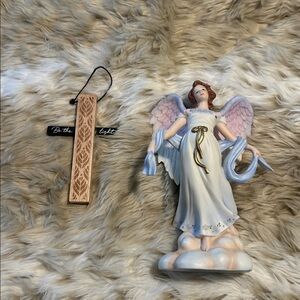 Porcelain Angel Figurine with Cross Ornament